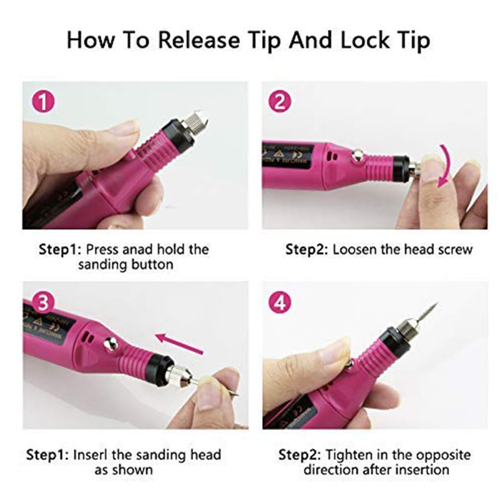 DSLIHA Electric Nail File for Thick Toe Nails Electric Nail Drill Portable Nail Files Professional Adjustable Speed with 6 Drill Bits Sanding Bands, Electric Manicure Pedicure Kit Nail Drill for Gel Nails