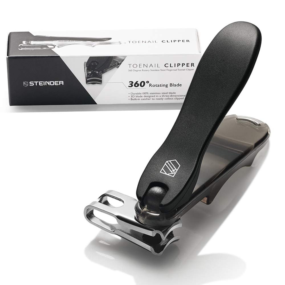 STEINDER Toenail Nail Clippers for Thick Nails, Toe Nail Clipper Scissors Set for Men Women, Large Toe Nail Files Clips - Black