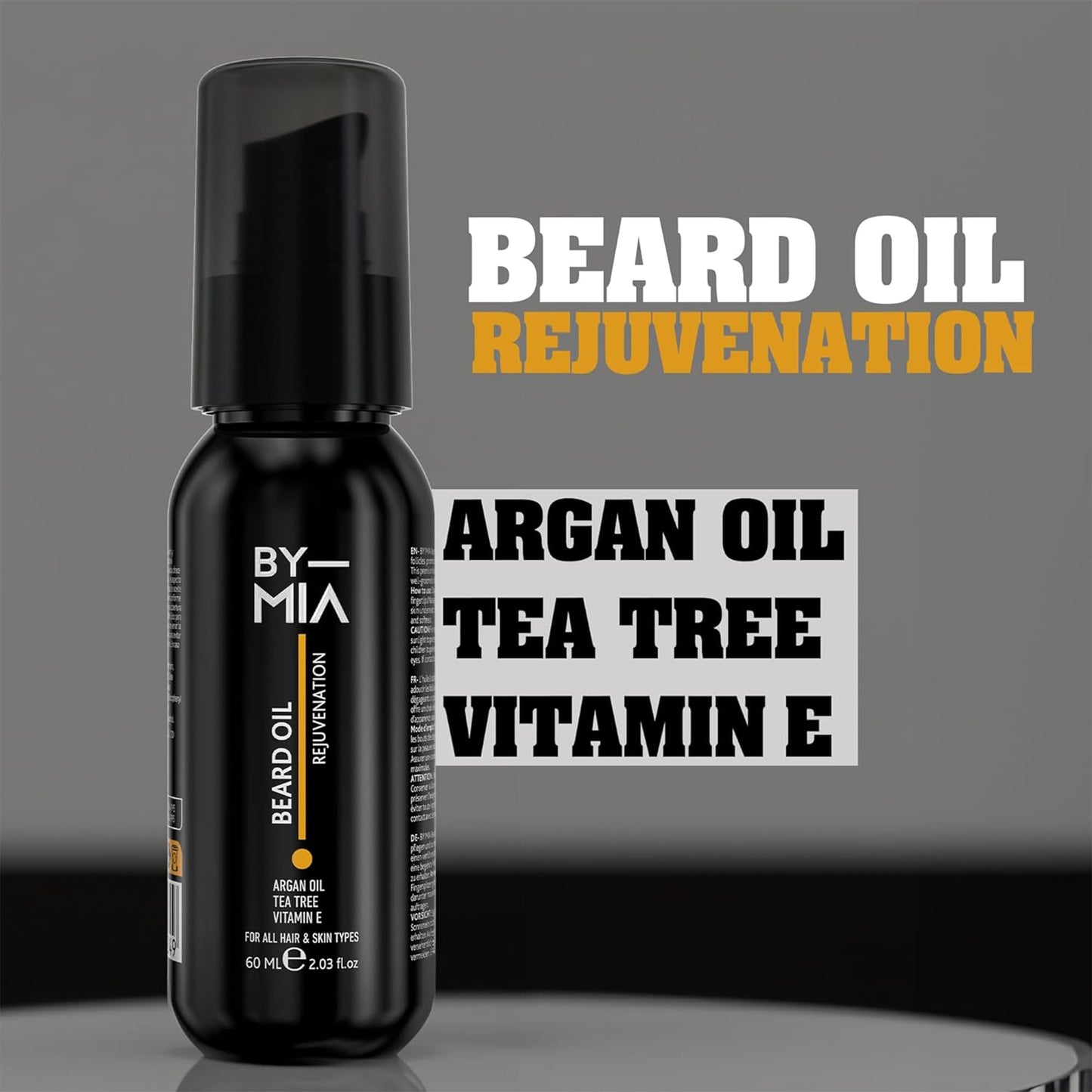 BY MIA Beard Oil Rejuvenation 60ml | Argan Oil, Tea Tree, Vitamin E | All Hair & Skin Types | Nourishes & Hydrates | Promotes Growth & Health | Gentle Formula