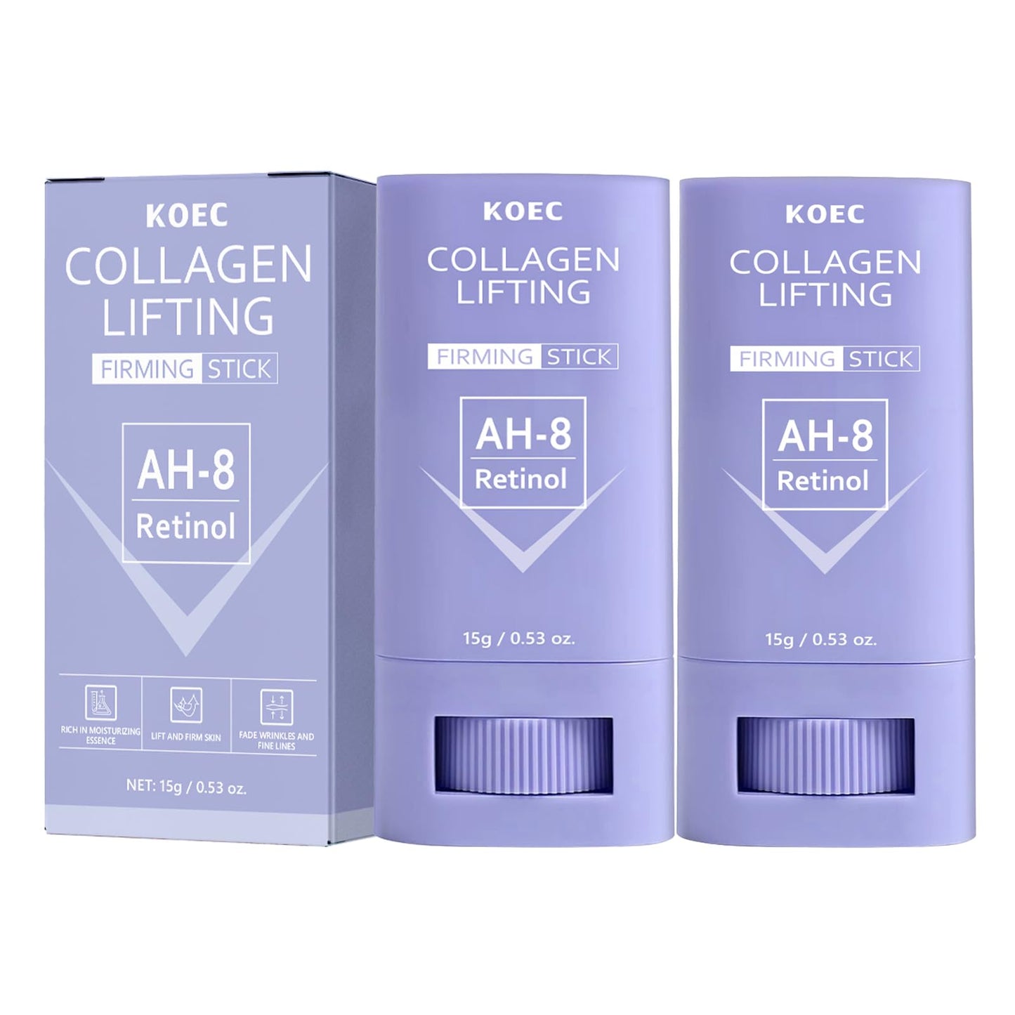 Angel Silk ANGEL SILK AH-8 Retinol Neck Firming Stick, Anti Wrinkle & Lifting Cream with Collagen & Beeswax, Moisturizing Treatment for Sagging Skin, Reduce Fine Lines, Neck Tightening Easy Massage (2pc)