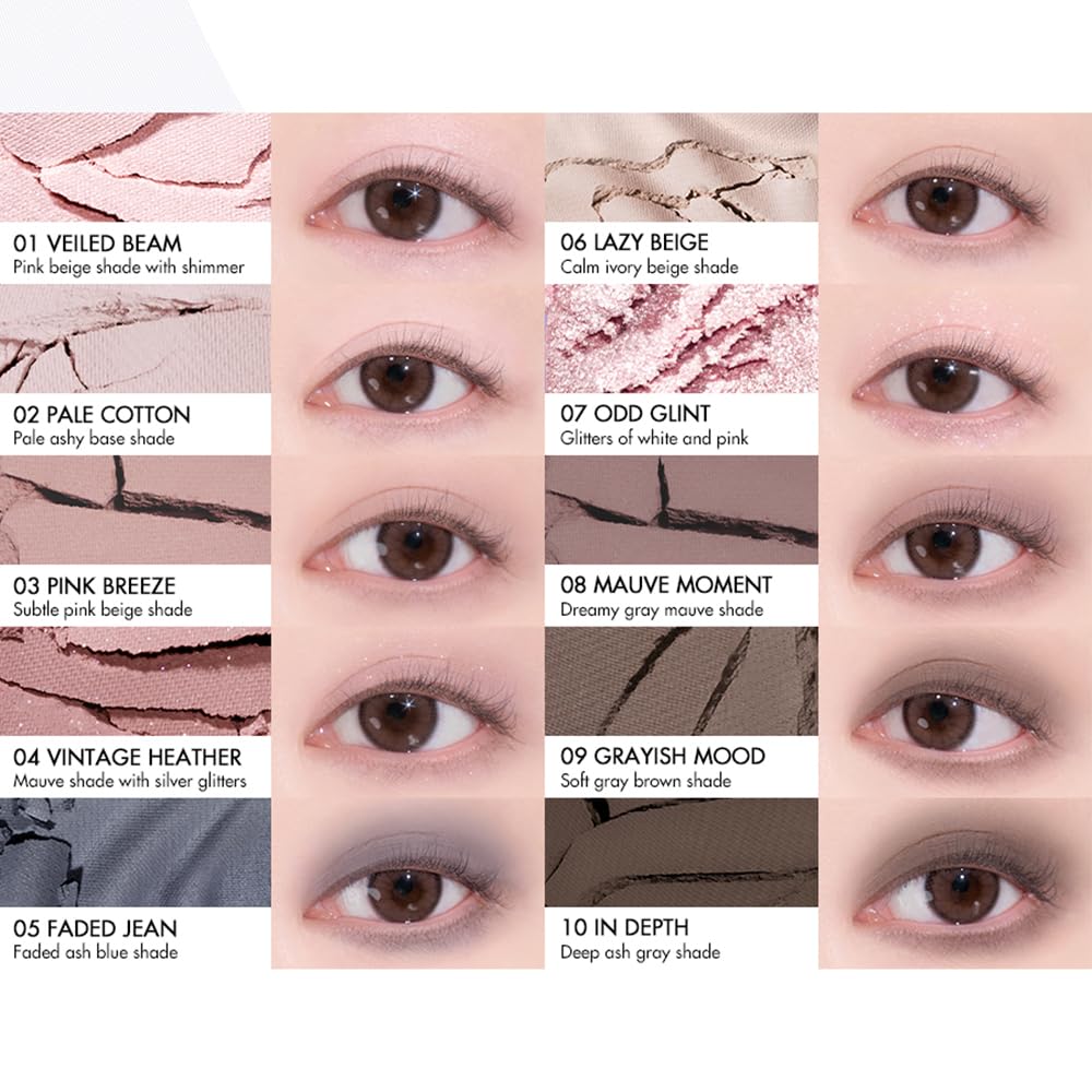 rom&nd Better Than Paletteㅣ10 Blendable ShadesㅣLong Lasting and Neutral Eyeshadow PaletteㅣHigh Pigmented Smooth, Matte, Glitter, Shimmer Eye Makeupㅣ (13 ODD BREEZE GARDEN)