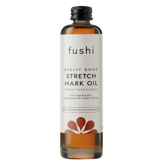 Fushi Stretch Mark Oil 100ml 100% Natural Body Oil for Prevention & Repair of Stretch Marks & Scars Pomegranate + Avocado Oil | Unfragranced Natural Formulation