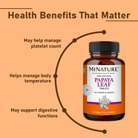 minature Papaya Leaf Tablets by mi Nature| 90 Tablets, 1000 mg| Vegan| Papaya Leaf|