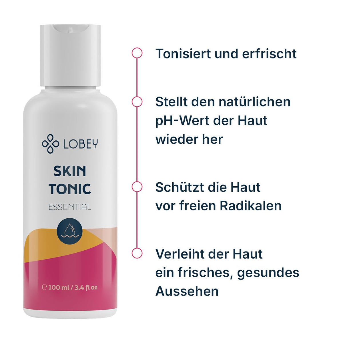 LOBEY Face Tonic, Toner for Sensitive Skin, Face Care with Aloe Vera & Red Berries, Refine Skin Complexion & PH Balance, Natural Cosmetics (100 ml)