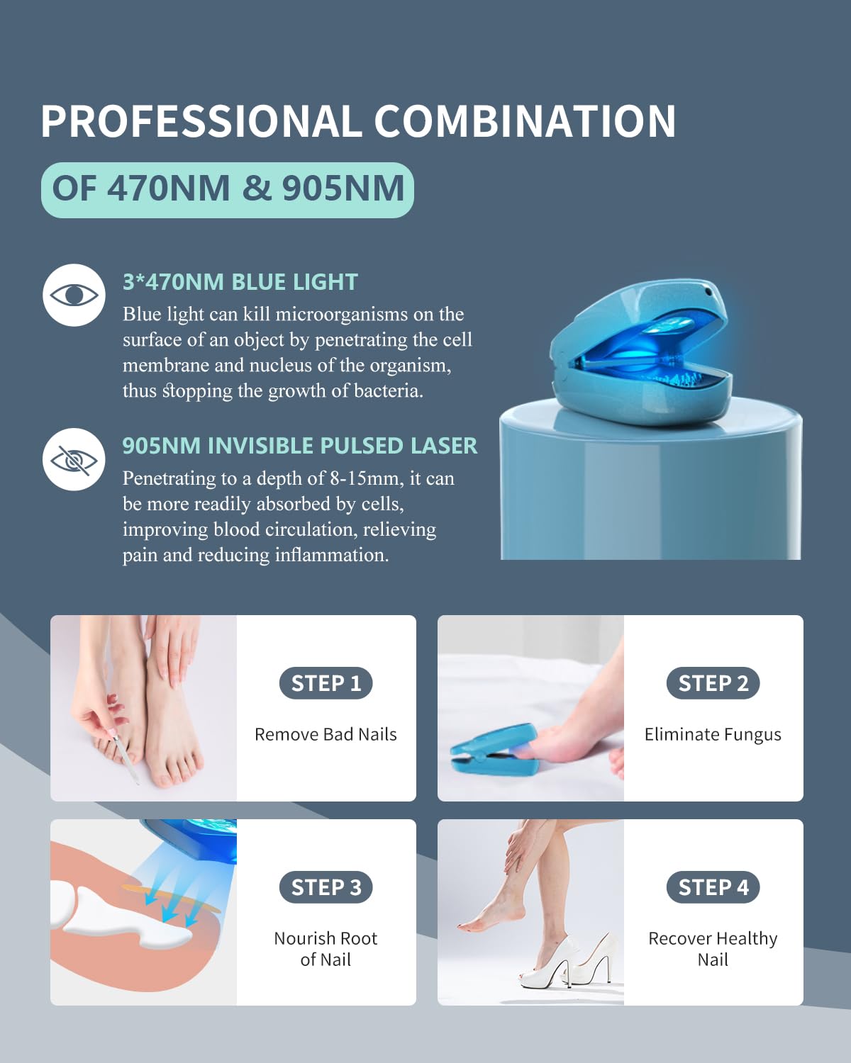 KTS Fungal Nail Treatment,Anti Fungal Nail Treatment For Toenails Extra Strong Laser Device,7 Mins Per Day Blue Light Nail Fungus Treatment For Toenail,Toe Nail Fungal Treatment At Home