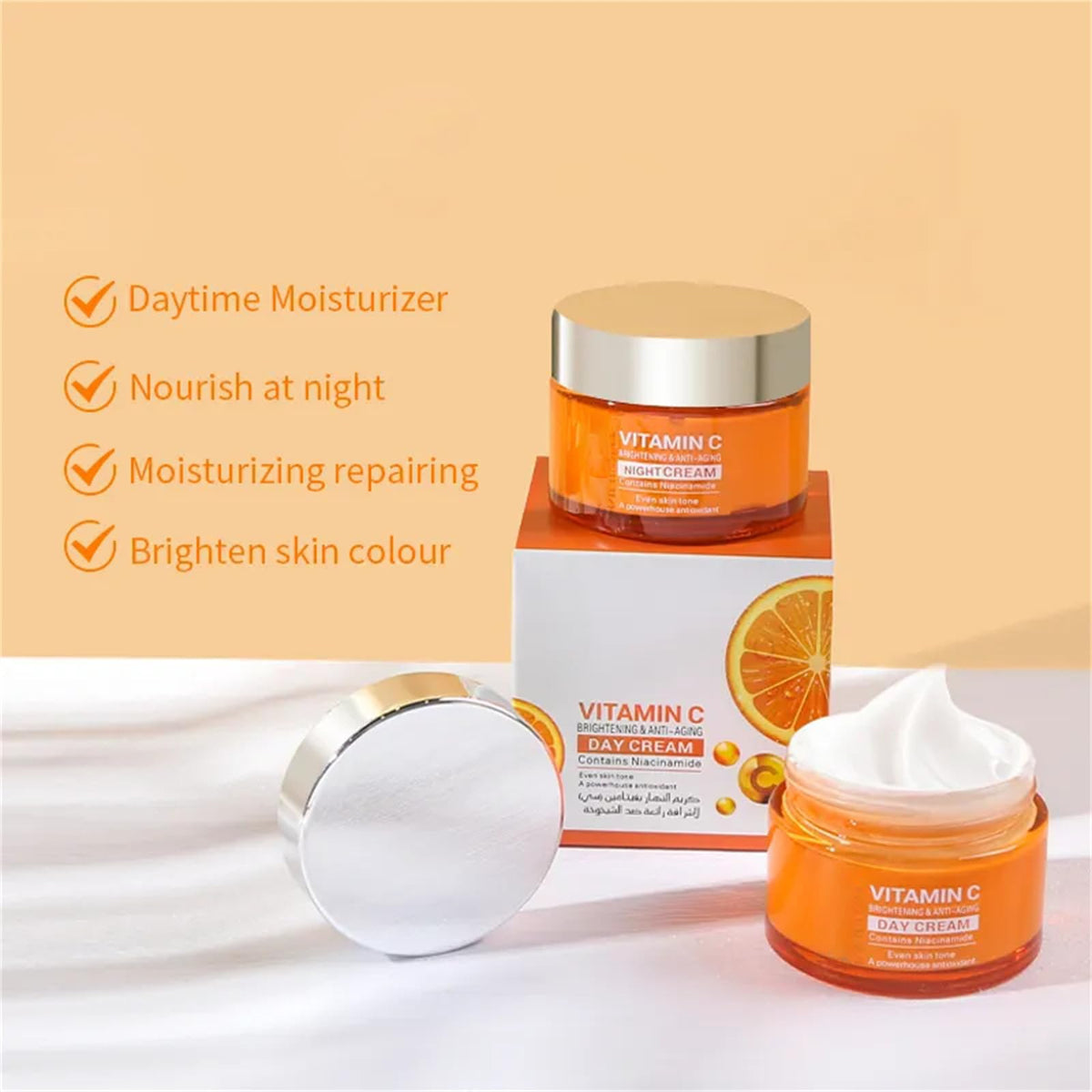 Cappuvini Vitamin C Face Cream Set, Brightening & Anti Aging Facial Moisturizer for Face & Neck, Hydrating & Brightening Vitamin C Cream for Dark Spots Skin (Day Cream)