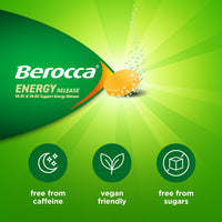 Berocca Energy Effervescent Tablets Including B Vitamins, Magnesium & Zinc - Vitamin C - Support Energy Release & Immune System* - 60 Tablets - Orange Flavour