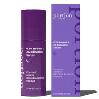 PORTION BEAUTY PORTION Retinol Face Serum - Anti Aging Serum for Face: 0.3% Retinol & 2% Bakuchiol - Simple Serum for Skin Care: Retinol Serum to Moisture & Repair Skin - Facial Serum w/ Apricot & Papaya Oil, 30ml