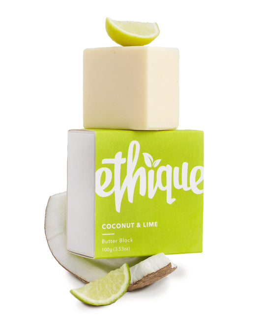 ethique Ethique Coconut & Lime Solid Butter Bar Supremely Hydrating for Heels and Elbows - Eco & Vegan Friendly, Sustainable and Plastic Free (100g/3.5oz, Pack of 1)
