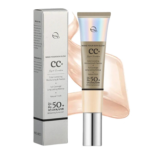 AurolaGlow CC Cream with SPF 50+ | Full Coverage Foundation |Color Correcting & Brightening Face Cream | Skin Tone Adjusting for a Natural Glow