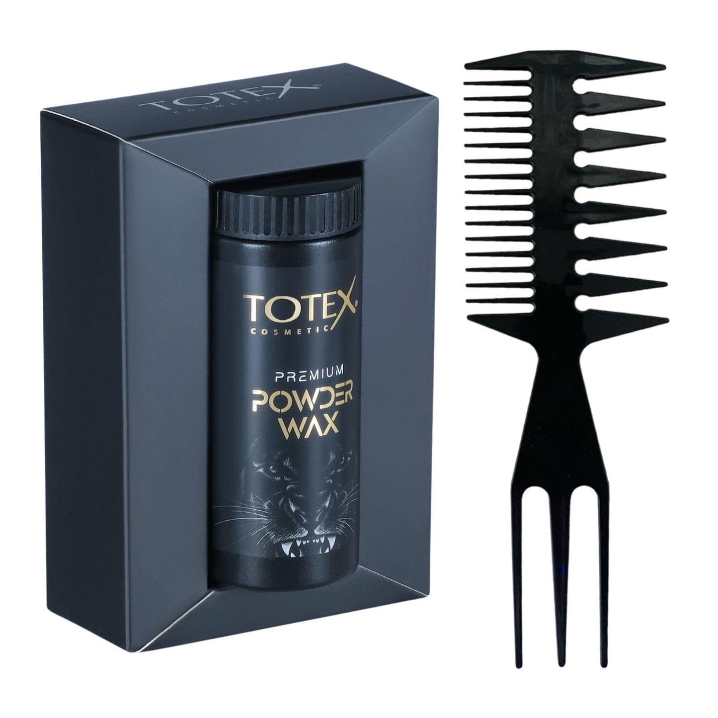 Totex Premium Hair Styling Powder Wax 20gr | Volumising Thickening Magic Dust | Ultra Strong Matte Look & Hair Styling No2 Wide Tooth Comb Anti-Static Handle Wet, Curly Dry Hair, Afro Hair Comb