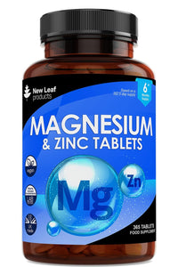 NEW LEAF PRODUCTS Magnesium Supplements 516mg - 120 Magnesium Tablets Supports Muscle Bone Health, Energy - High Strength Supplements Easy to Swallow Sleep Supplement (not Capsules) Vegan, UK Made