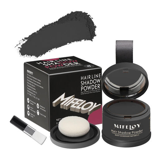 Mifeloy MIFELOY Root Cover Up Powder, Touch Up Hair Color for Grey, Roots Concealer for Beard Line Eyebrow, Instantly Coverage Dye for Thinning Grays Hairline, Shadow Conceals Hair Loss, Black
