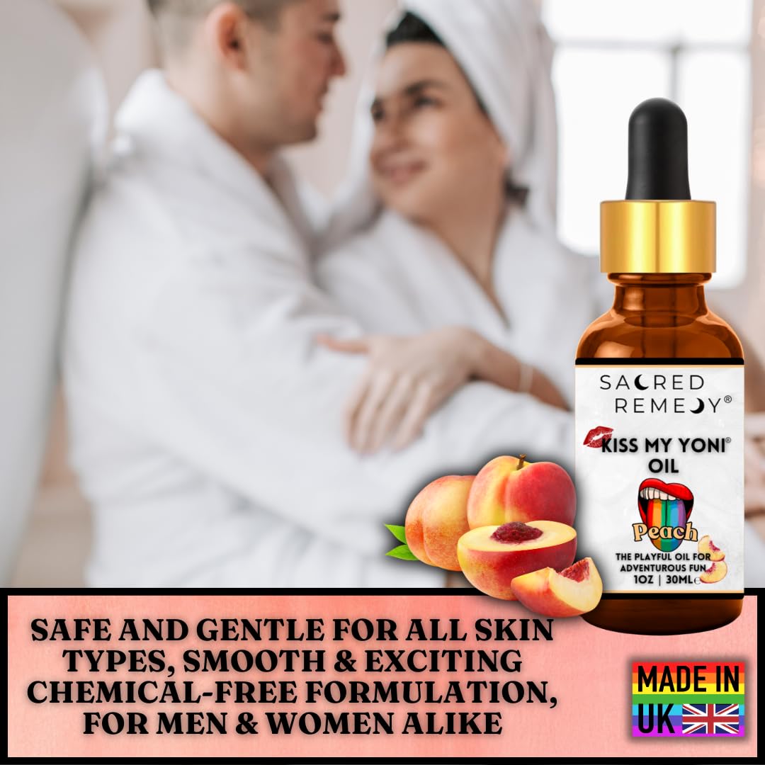 Kiss My Yoni Oil Peach Premium Body Lotion Rub. Non-Sticky, 30ml, Massage Oil. Vegan, Natural, Organic, Non-Toxic.