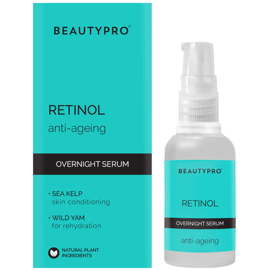 BEAUTYPRO RETINOL 1Anti-Aging Overnight Face Serum 30ml | 100% Plant Based Skincare Serum | Anti-Aging, Targets Blemishes, & Reduces Inflammation | Seaweed Kelp Complex & Organic Pine Oil |