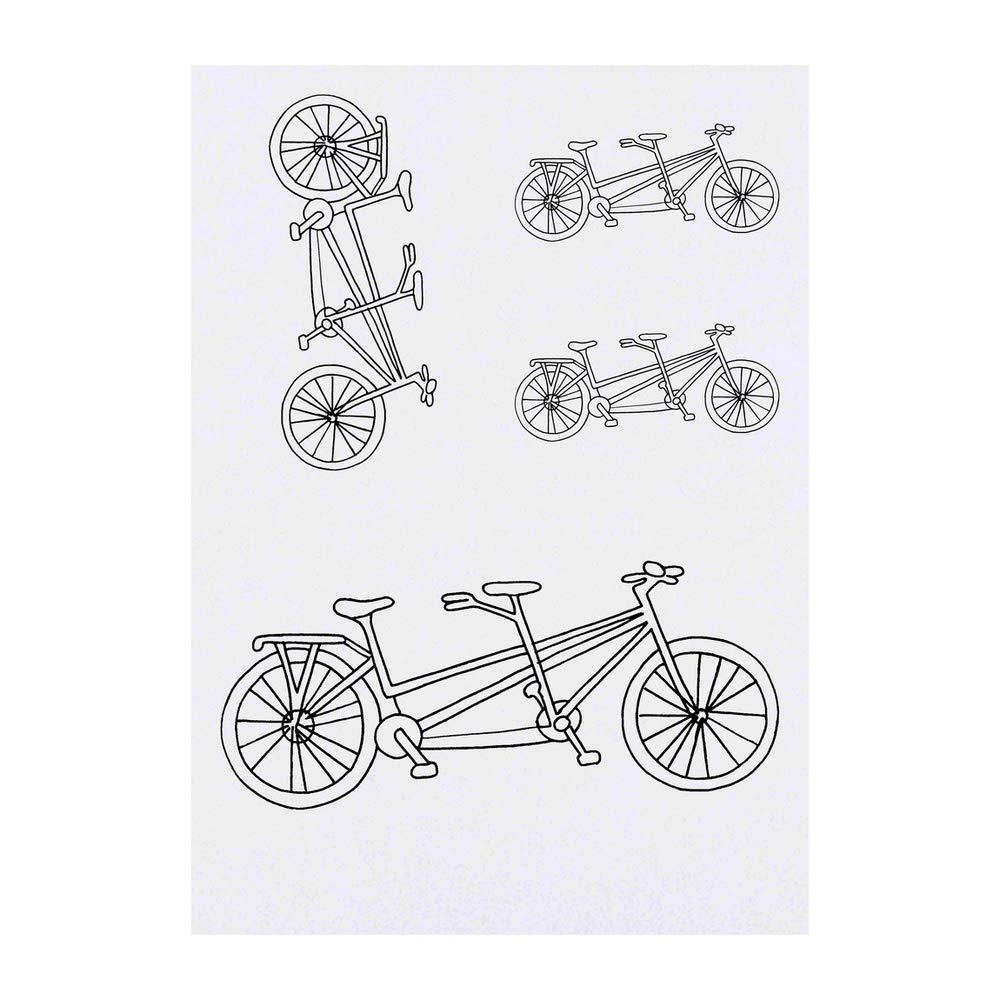 4 x 'Tandem Bicycle' Temporary Tattoos - Water Resistant, Skin-Safe, Non-Toxic Transfers, Mixed Sizes (TO00014156)