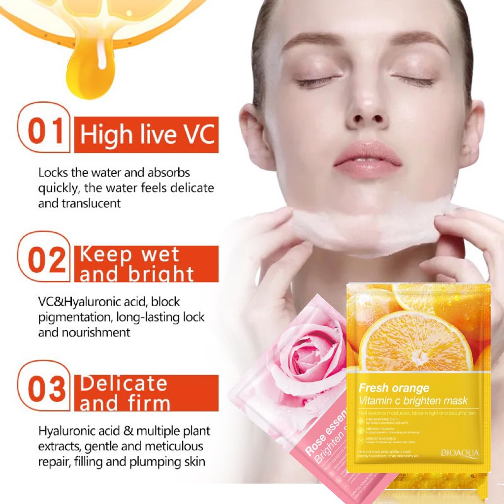 FANFALUV Sheet Mask,10 Pcs Fruit Extract Face Mask Set,Aloe Vera Gel Face Mask,Hydrating Face Mask,Face Masks Beauty-Improves Skin Face Care-Face Masks Skincare-Skin Care Sets For Women (10 Pack)