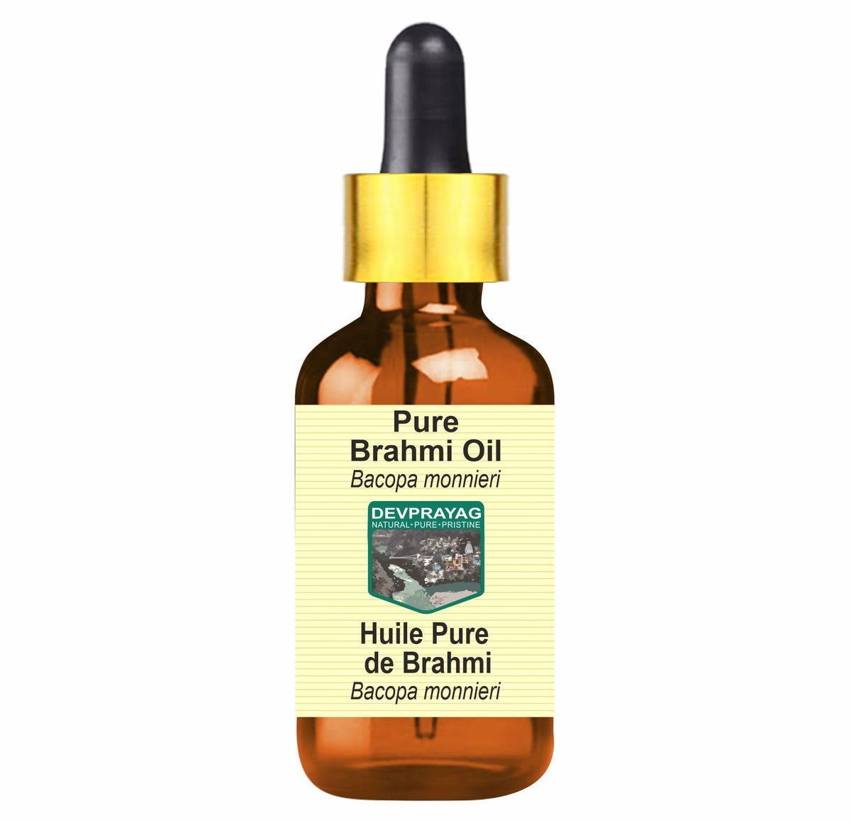 DEVPRAYAG Devprayag Pure Brahmi Oil (Bacopa monnieri) with Glass Dropper Natural Therapeutic Grade 50ml (1.69 oz)
