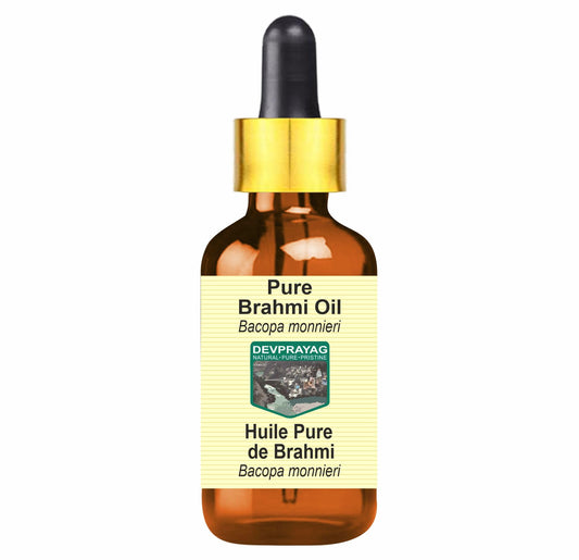 DEVPRAYAG Devprayag Pure Brahmi Oil (Bacopa monnieri) with Glass Dropper Natural Therapeutic Grade 50ml (1.69 oz)