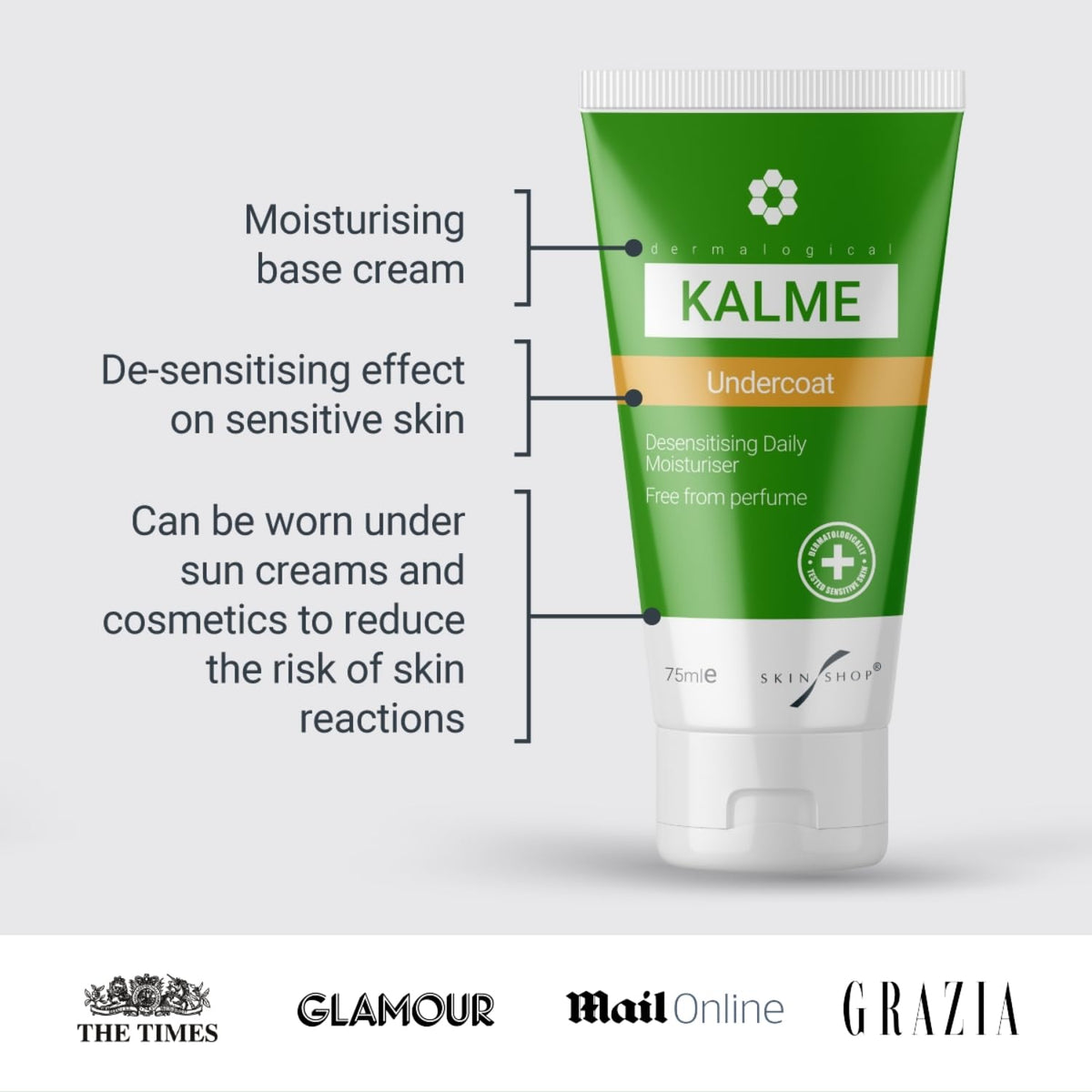 Skin Shop KALME Undercoat – Anti-Redness Primer & Barrier for Sensitive Skin – Lightweight, Fast-Absorbing Protection Against Irritation, Makeup & Flare-Ups (75ml)