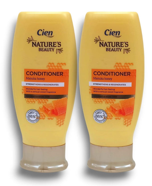 2x Cíēn - Lidl | Nature's Beauty Vegan Hair Conditioner - Manuka Honey | Strengthens & Regenerates Hair l | For Damaged & Weak Hair | 95% Natural Origin | 250mL