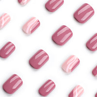 SINLOV Medium Square Fake Nails Pink Nude French False Nail Glossy Full Cover False Nails Press on Nails for Women and Girls