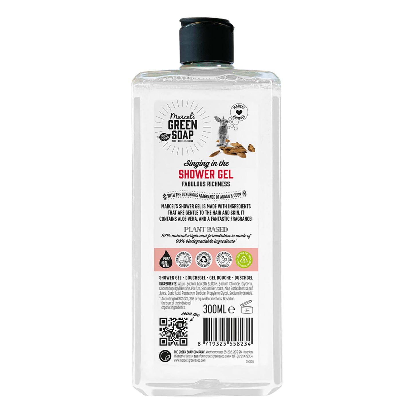 marcel's green soap Marcel's Green Soap - Shower gel - Argan & Oudh - Microplastic-free – Paraben Free - 100% recycled plastic bottle - 99% biodegradable - 100% vegan