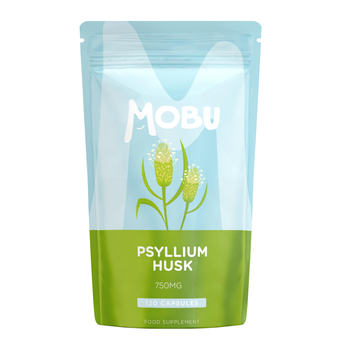 Psyllium Husk 750mg 120 Capsules | Fibre Supplement | High in Soluble Fibre | Digestion Support | Vegan UK Made | GMP Approved | MOBU