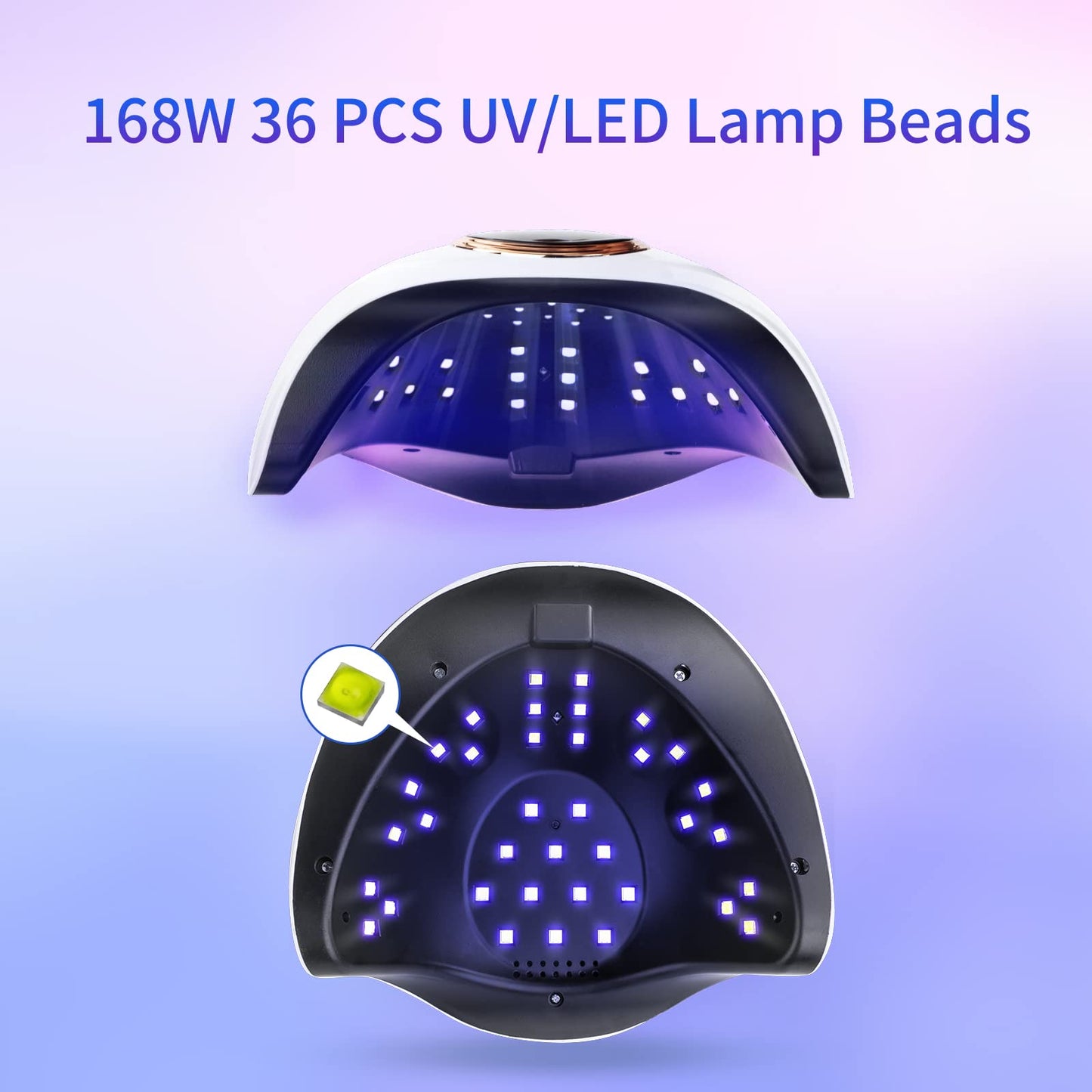 CANVALITE Canvalite UV Nail Lamp 168W Faster Gel Nail Lamp Professional Nail Dryer with Automatic Sensor /4 Timer Settings/LCD Display for Gel Nails Polish Starter Nail Art Tools for Home Salon
