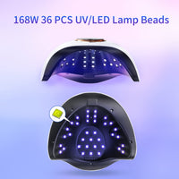 CANVALITE Canvalite UV Nail Lamp 168W Faster Gel Nail Lamp Professional Nail Dryer with Automatic Sensor /4 Timer Settings/LCD Display for Gel Nails Polish Starter Nail Art Tools for Home Salon