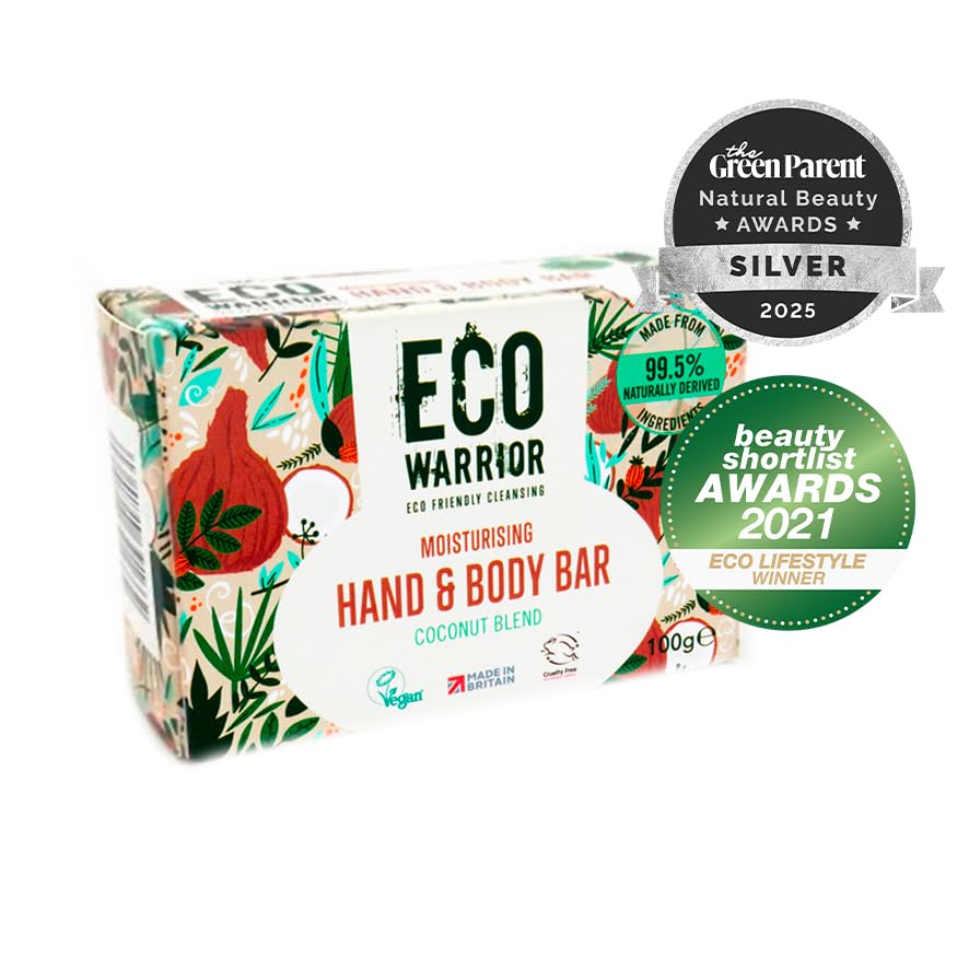 Little Soap Company Eco Warrior Moisturising Body & Hand Soap Bar | Vegan, Natural, Cruelty Free, Eco Friendly, Plant Based | No SLS or Parabens | Richly Nourishing Coconut Blend made from Vanilla Essential Oils | 100g