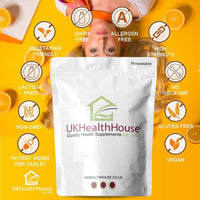 UKHealthHouse Vitamin C Tablets 500mg x 120 - Vegan, High Strength, Immune System Support, Reduction in Tiredness & Fatigue, Skin, Bone, Teeth Health