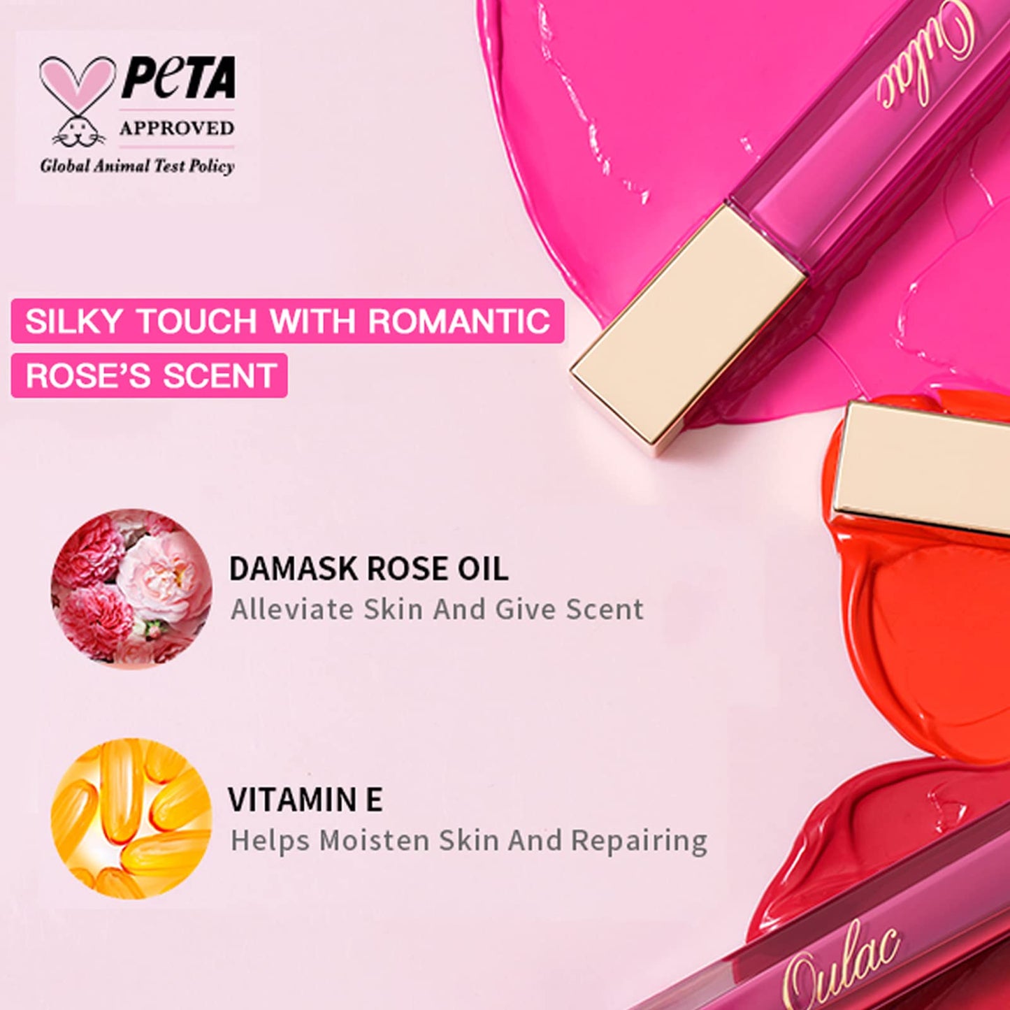 Oulac Matte Liquid Lipstick for Women, Rose Pink Highly Pigmented Creamy Matte Lip Gloss,Rich Colour Formula with Vitamin E & Rose Oil, Waterproof, Long Lasting,Vegan & Cruelty-Free (M10)