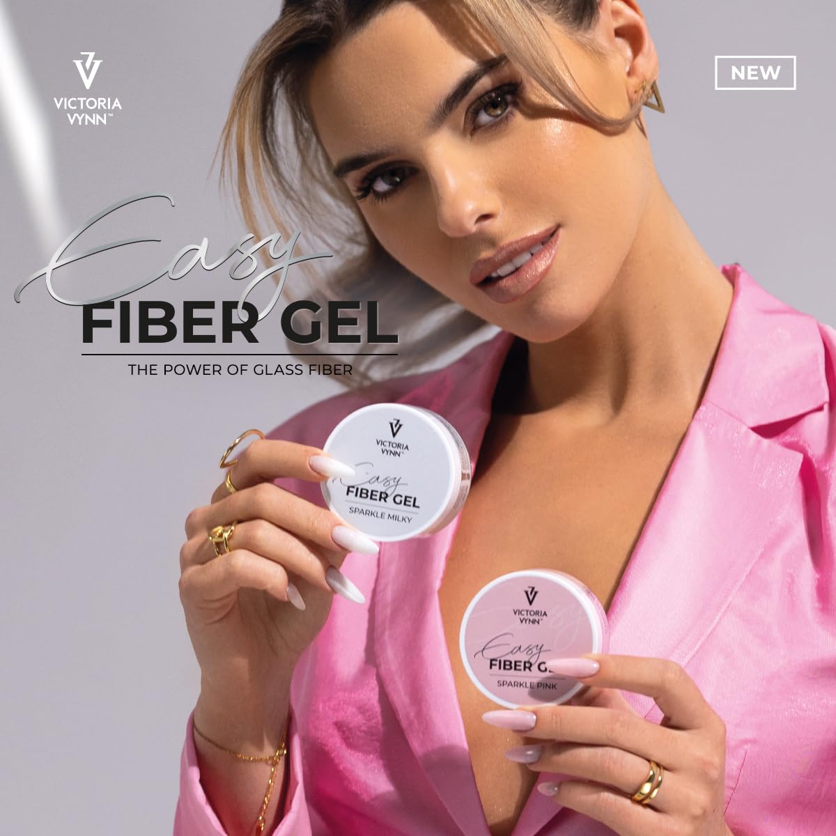 VICTORIA VYNN Victoria Vynn Sparkling UV/LED Builder Gel Easy Fiber Gel for Nail Manicure Glitter (Sparkle Pink, 15ml)