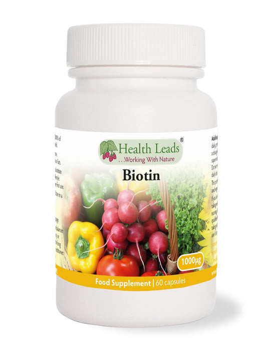 Health Leads ...Working With Nature Biotin (Vitamin B7) 1000mcg x 60 Capsules (Magnesium Stearate Free)
