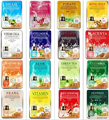 Malie System 16PCS Facial Skin Care Face Mask Sheet Pack Essence Moisture Korean Cosmetics