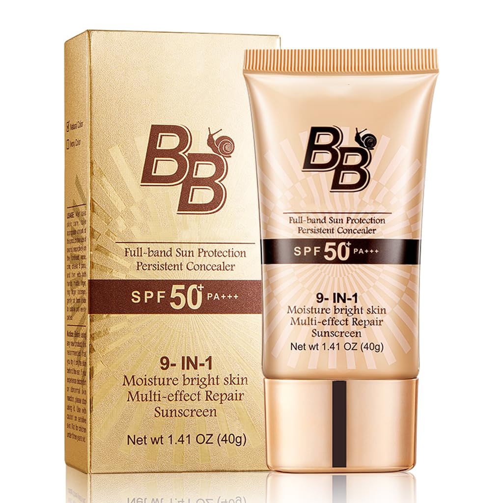 FPNNZ BB Cream SPF 50 face moisturiser – Snail Tinted Moisturiser with High Coverage, Hydrating Face Sun Cream for Women, Anti-Aging & Colour Correcting, Foundation for Mature skin 40g