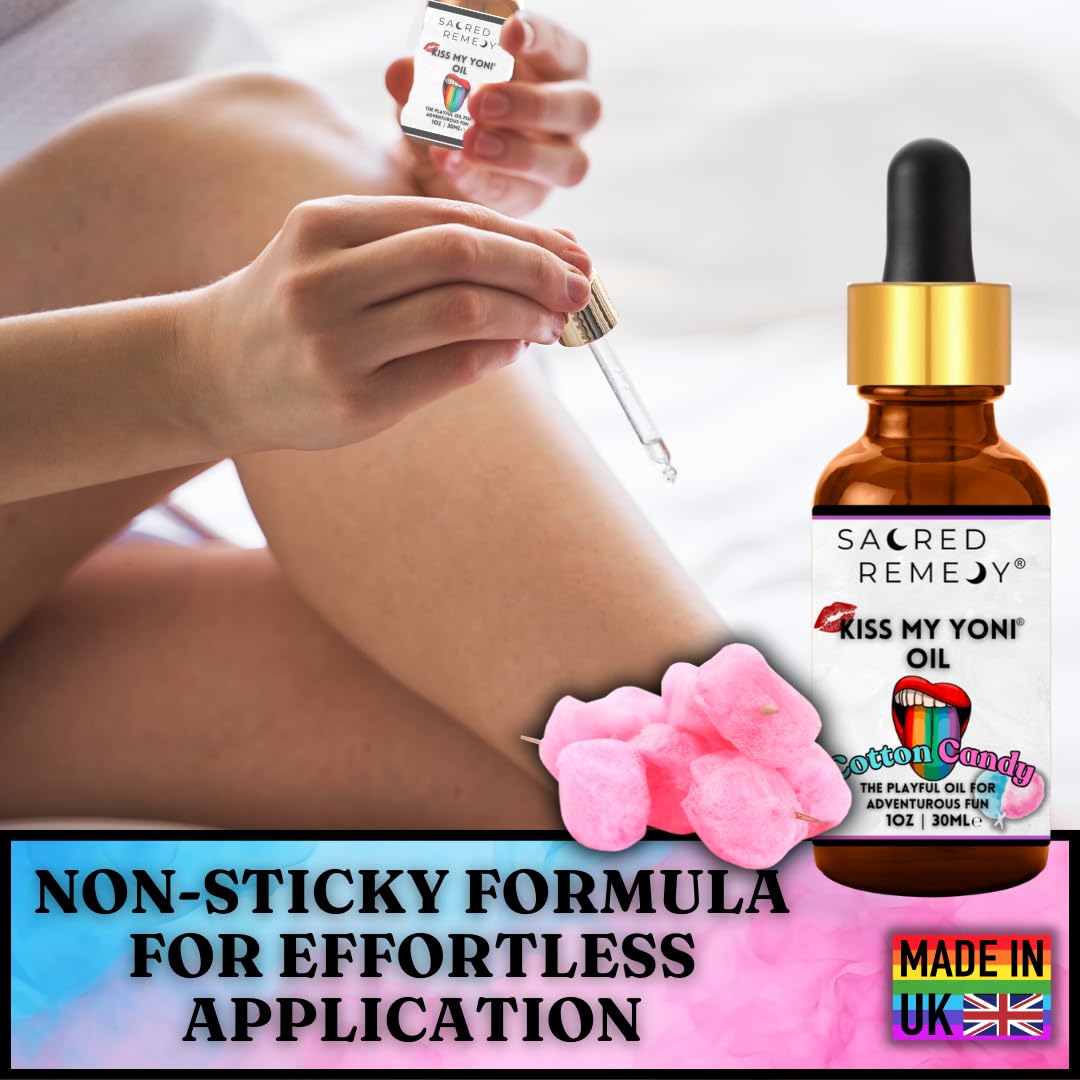 Kiss My Yoni Oil COTTON CANDY Premium Body Lotion Rub. Non-Sticky, 30ml, Massage Oil. Vegan, Natural, Organic, Non-Toxic.
