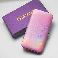 GLAMNE Glamne Manicure Pedicure Set Tools Professional Stainless Steel Nail Care Kits with Holographic Travel Case(Pink)