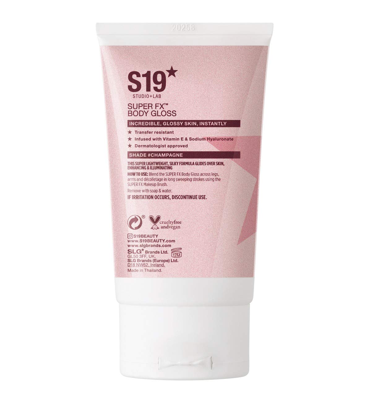 S19 STUDIO + LAB S19 SUPER FX Body Gloss, CHAMPAGNE - Highlights & Perfects Skin, Instant Glossy & Dewy Look - 100ml