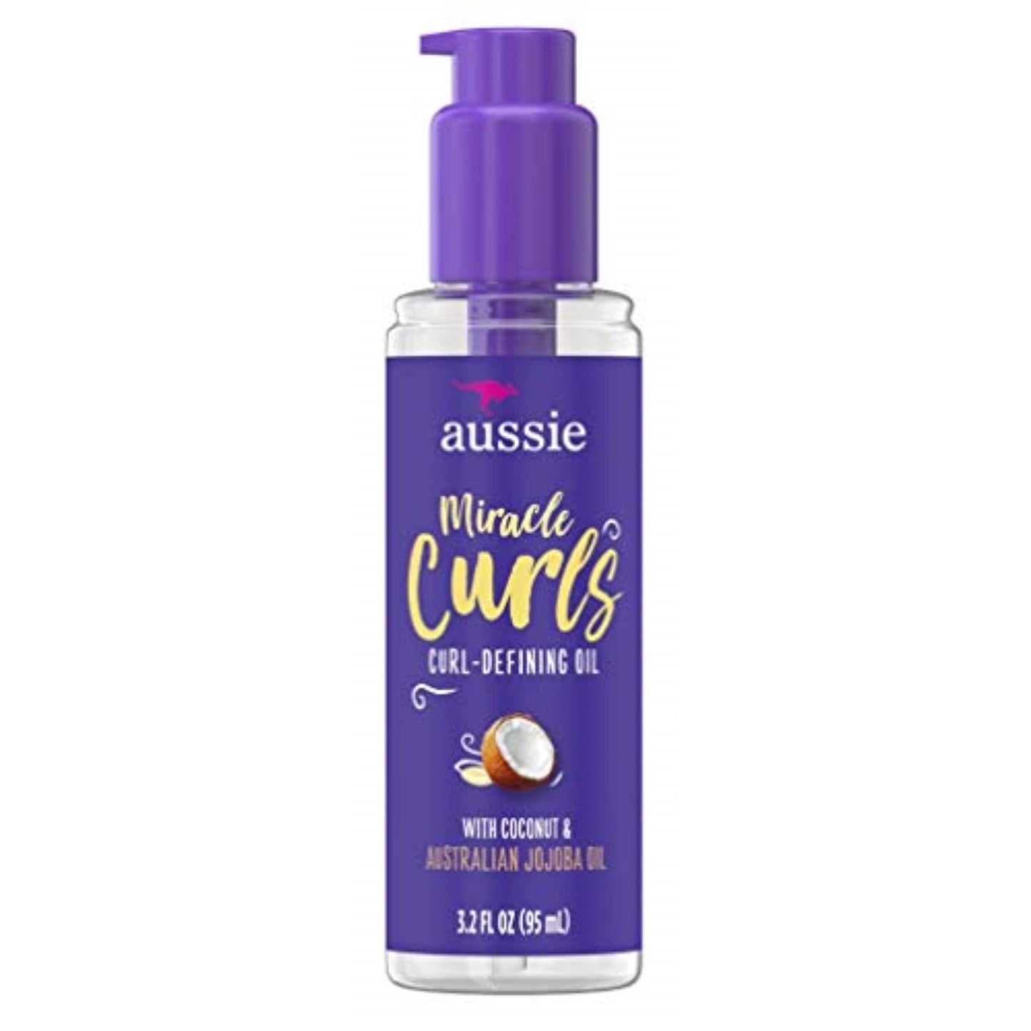 Aussie Miracle Curls Defining Oil 3.2 Ounce (Coconut & Jojoba Oil) (95ml) (2 Pack)