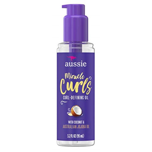 Aussie Miracle Curls Defining Oil 3.2 Ounce (Coconut & Jojoba Oil) (95ml) (2 Pack)