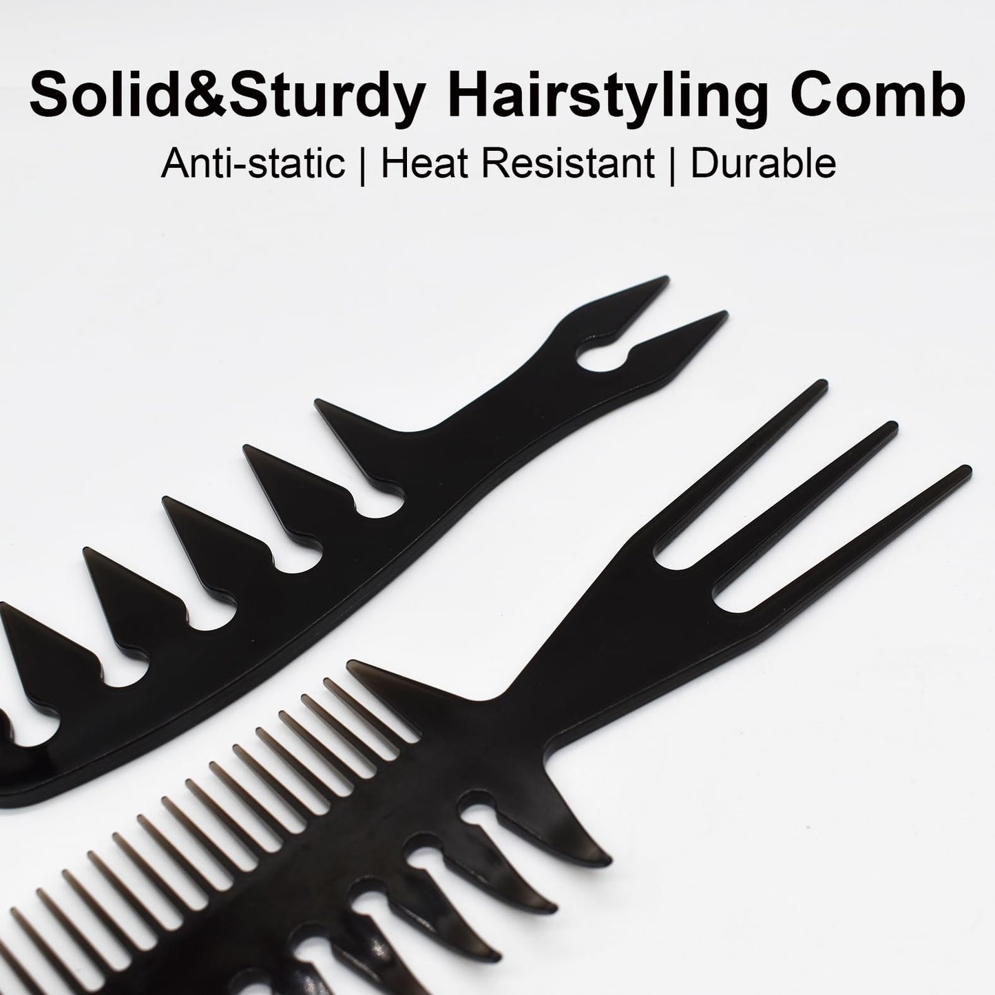 ZEROKIWI Professional 2-in-1 Mens Hairstyling Texture Comb, Wide Tooth Slickback Hairdressing Detangling Fantail Barber Comb Anti Static Heat Resistant for Men Women Salon Shaping Wet Long Curly (AB)