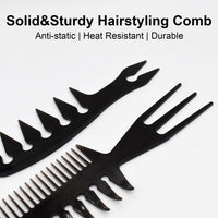 ZEROKIWI Professional 2-in-1 Mens Hairstyling Texture Comb, Wide Tooth Slickback Hairdressing Detangling Fantail Barber Comb Anti Static Heat Resistant for Men Women Salon Shaping Wet Long Curly (AB)