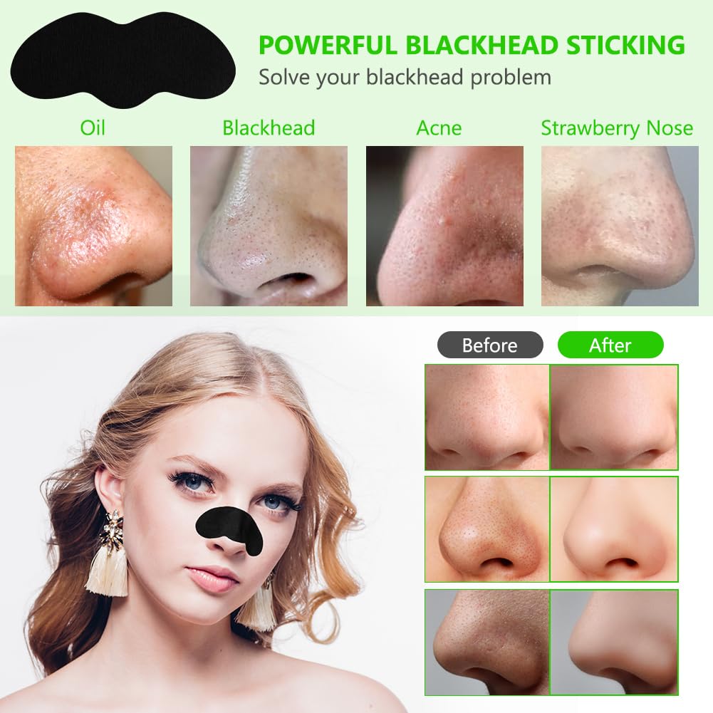 ACWOO Nose Strips, 60Pcs Pore Strips for Blackheads, Deep Cleansing Blackhead Remover Pore Strips, Nose Blackhead Remover Strips for Draws Out Dirt & Excess Oil, Helps Remove Impurities, Unclogs Pores