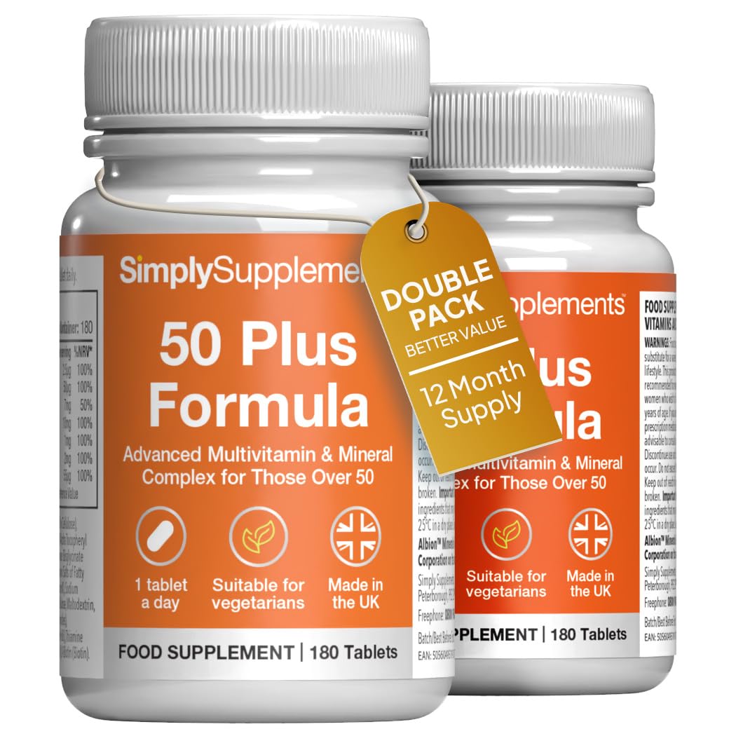Simply Supplements 50 Plus Formula for Over 50s | Multivitamin & Mineral Complex | 360 Tablets