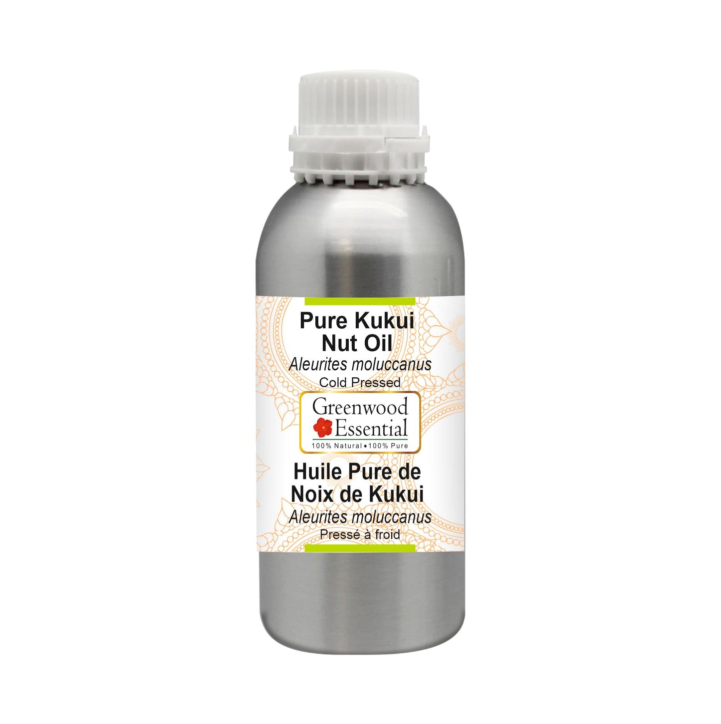 Greenwood Essential Pure Kukui Nut Oil (Aleurites moluccanus) Cold Pressed 300ml (10 oz)