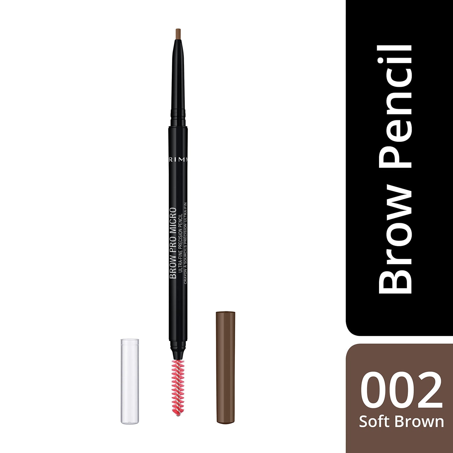 Rimmel London Brow Pro Micro Ultra-Fine Precision Pencil & Brush, Natural-looking Defined Brows, Soft Brown, 0.03 g