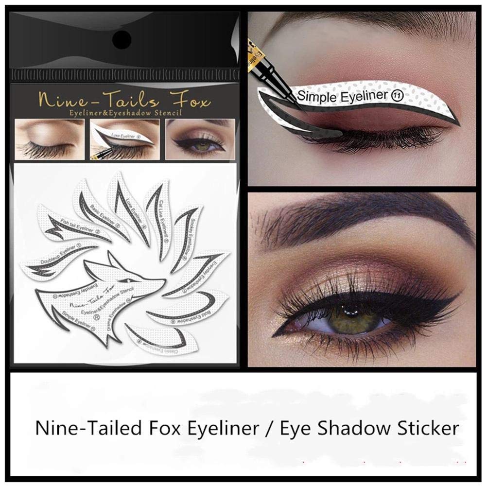 Kagodri Eye Makeup Template Stickers, 24pcs Template Eye Makeup Tools, Nine-tailed Fox Eyeshadow Eyeliner Makeup Tools