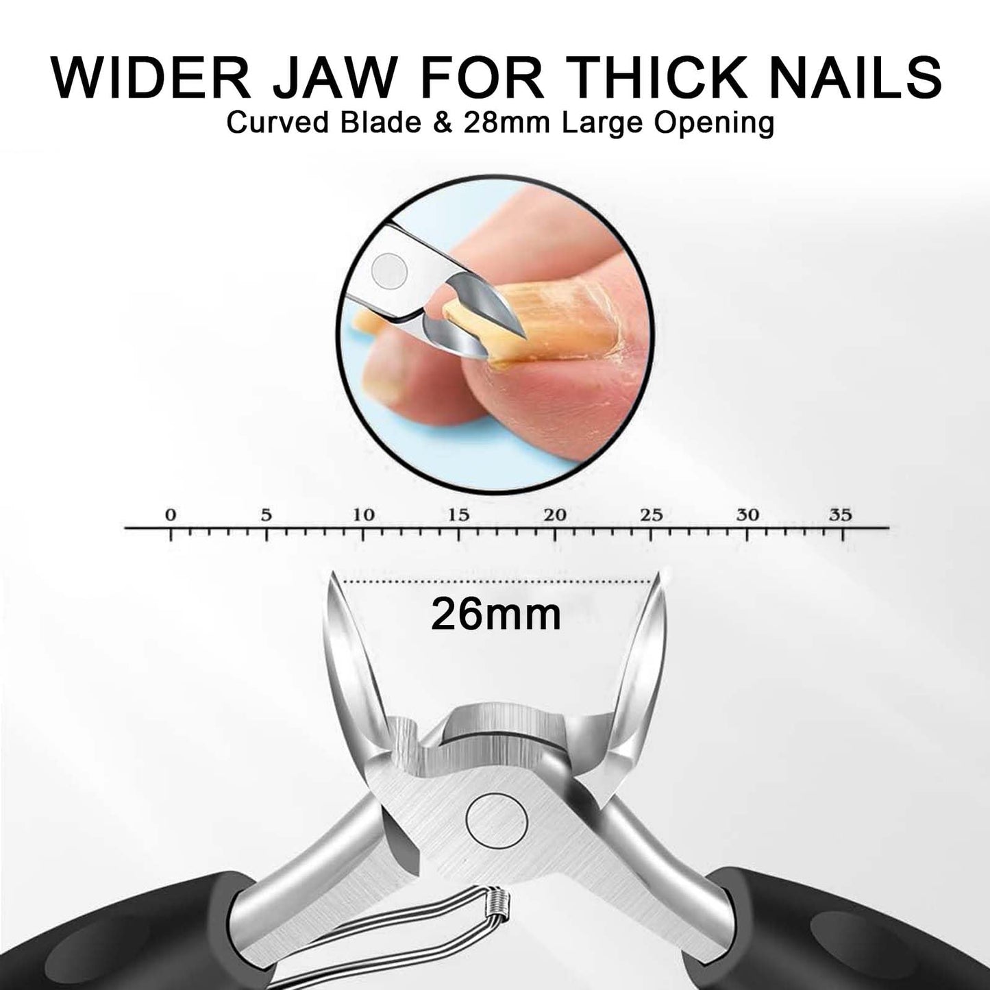 SSKHE Toenail Clippers for Thick Nails Large Wide Jaw Opening Heavy Duty Nail Clippers Large Toenail Scissors for Seniors Mens Women Ultra Sharp Professional Toenail Cutter with Soft Handle